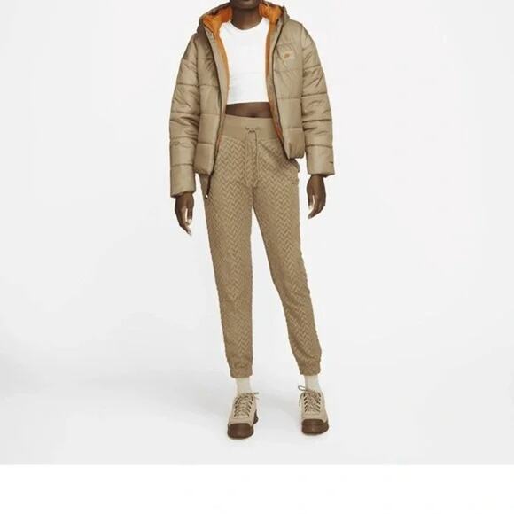 Nike Phoenix Brown Terry Cloth Fleece High Waisted Jogger Pants Medium DR2178 - Picture 3 of 12